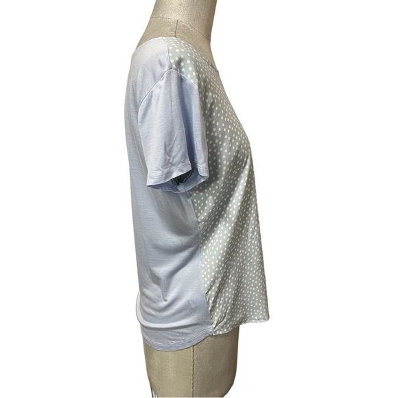 Ann Taylor Factory Baby Blue Polka Dot Short Sleeve Top Size Small - Picture 3 of 6